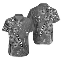 Personalised Hawaii Matching Hawaiian Shirt And Dress PolynesiaGray Hibiscus and Map Mystical LT13 - Wonder Print Shop