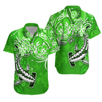 Personalised Hawaii Matching Hawaiian Shirt And Dress Polynesia Green Sea Turtle Honu and Hammerhead Shark LT13 - Wonder Print Shop