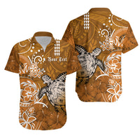 Personalised Hawaii Matching Hawaiian Shirt And Dress PolynesiaGold Sea Turtle Honu and Hibiscus LT13 - Wonder Print Shop