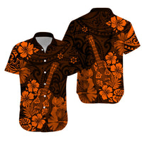 Hawaii Matching Hawaiian Shirt And Dress PolynesiaOrange Ukulele Flowers LT13 - Wonder Print Shop