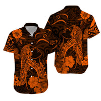 Hawaii Matching Hawaiian Shirt And Dress PolynesiaOrange Beautiful Hula Girl LT13 - Wonder Print Shop