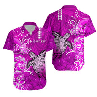 Personalised Hawaii Matching Hawaiian Shirt And Dress Polynesia Pink Sea Turtle Honu and Hibiscus LT13 - Wonder Print Shop
