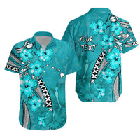 Personalised Hawaii Matching Hawaiian Shirt And Dress Polynesia Turquoise Hibiscus and Map Mystical LT13 - Wonder Print Shop