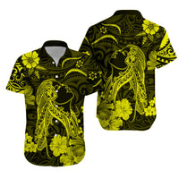 Hawaii Matching Hawaiian Shirt And Dress Polynesia Yellow Beautiful Hula Girl LT13 - Wonder Print Shop
