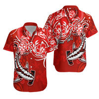 Personalised Hawaii Matching Hawaiian Shirt And Dress Polynesia Red Sea Turtle Honu and Hammerhead Shark LT13 - Wonder Print Shop
