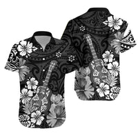 Hawaii Matching Hawaiian Shirt And Dress Polynesia Black Ukulele Flowers LT13 - Wonder Print Shop