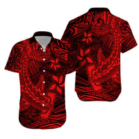 Polynesian Matching Hawaiian Shirt And Dress Red Hawaiian Tribal Hammerhead Shark - Wonder Print Shop
