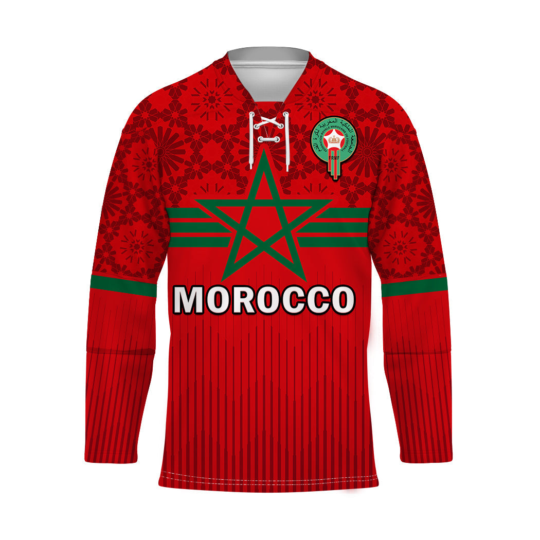 custom-text-and-number-morocco-football-hockey-jersey-world-cup-2022-red-moroccan-pattern