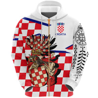 Croatia Zipper Hoodie Croatian Tattoo - Wonder Print Shop