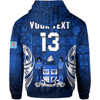 Custom Fiji Rugby Hoodie Flying Fijians Blue Tapa Pattern LT13 - Wonder Print Shop