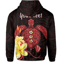 Custom Hawaii Turtle Zip Hoodie Hawaiian Flowers Version Red Elegant LT13 - Wonder Print Shop
