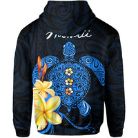 Hawaii Turtle Hoodie Hawaiian Flowers Version Blue Elegant LT13 - Wonder Print Shop