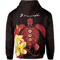 Hawaii Turtle Hoodie Hawaiian Flowers Version Red Elegant LT13 - Wonder Print Shop