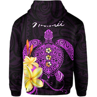 Hawaii Turtle Hoodie Hawaiian Flowers Version Purple Elegant LT13 - Wonder Print Shop