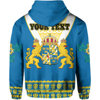 Custom Sweden Hoodie Swedish Coat Of Arms With Scandinavian Flowers - Wonder Print Shop