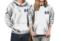 White hoodie with skull-and-butterfly print, drawstring hood and kangaroo pocket