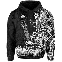 Custom Hawaii Polynesian Hoodie White Ukulele LT13 - Wonder Print Shop