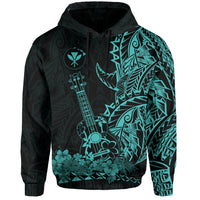 Custom Hawaii Polynesian Hoodie Ukulele Turquoise LT13 - Wonder Print Shop