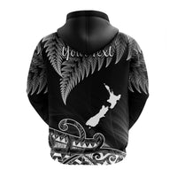 Custom New Zealand Silver Fern Hoodie Aotearoa Map Maori - Wonder Print Shop