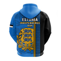 Estonia Hoodie Happy Estonian Independence Day With Coat Of Arms - Wonder Print Shop