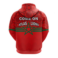 Morocco Football Hoodie World Cup 2022 Red Moroccan Pattern - Wonder Print Shop