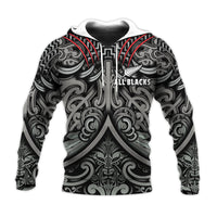Custom Text and Number New Zealand Silver Fern Rugby Hoodie All Black NZ Maori Pattern LT13 - Wonder Print Shop