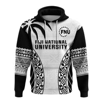 Custom Fiji University Hoodie National Fijian Tapa Pattern White - Wonder Print Shop