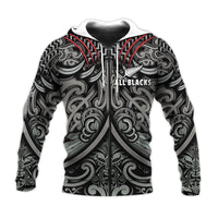 Custom Text and Number New Zealand Silver Fern Rugby Hoodie All Black NZ Maori Pattern LT13 - Wonder Print Shop