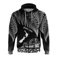 Custom New Zealand Silver Fern Hoodie Aotearoa Map Maori - Wonder Print Shop