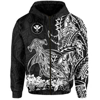 Custom Hawaii Polynesian Zip Hoodie Wild Hammerhead Sharks LT13 - Wonder Print Shop