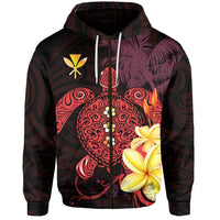 Custom Hawaii Turtle Zip Hoodie Hawaiian Flowers Version Red Elegant LT13 - Wonder Print Shop