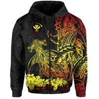 Custom Hawaii Polynesian Zip Hoodie Wild Hammerhead Sharks Fresh Life LT13 - Wonder Print Shop
