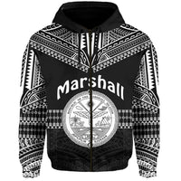 Custom Marshall Islands Zip Hoodie Best Tattoo Version Black LT13 - Wonder Print Shop
