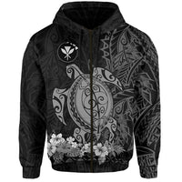 Custom Hawaii Polynesian Zip Hoodie Gray Sea Turtles Hawaiian LT13 - Wonder Print Shop