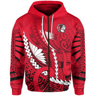 Custom Kahuku Hawaiian School Zip Hoodie Enthusiasm Red Raiders LT13 - Wonder Print Shop