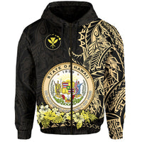 Custom Hawaiian Polynesian Zip Hoodie Gold Seal of Hawaii LT13 - Wonder Print Shop