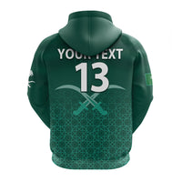 Custom Saudi Arabia Football Hoodie KSA Swords Pattern Saudi Green Champions LT13 - Wonder Print Shop