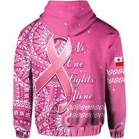Tonga Breast Cancer Hoodie Tongan Ngatu Pattern No One Fights Alone - Wonder Print Shop