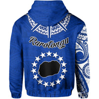 Rarotonga Cook Islands Hoodie Turtle and Map Style Blue LT13 - Wonder Print Shop