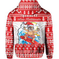 Custom Christmas Hawaii Hoodie Surfing Santa Mele Kalikimaka Polynesian - Wonder Print Shop