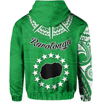 Rarotonga Cook Islands Hoodie Turtle and Map Style Green LT13 - Wonder Print Shop