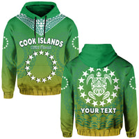 Custom Personalised Cook Islands Hoodie Circle Pattern Mix Sea Turtle Green Version - Wonder Print Shop