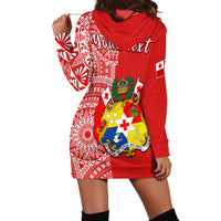Custom Personalised Tonga Hoodie Dress Tongan Coat Of Arms Ngatu Pattern - Wonder Print Shop