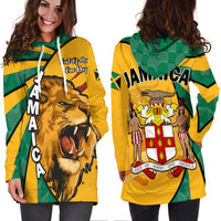 Jamaica Athletics Hoodie Dress Jamaican Flag Mix Lion Sporty Style - Wonder Print Shop