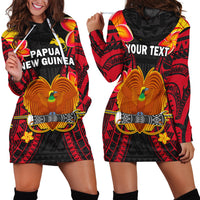 Custom Personalised Papua New Guinea Hoodie Dress PNG Bird Of Paradise Polynesian Pattern - Wonder Print Shop