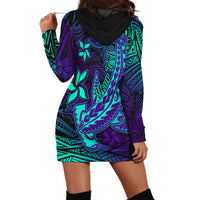 Custom Personalised Polynesian Hoodie Dress Purple Paradise Hawaiian Tribal Hammerhead Shark - Wonder Print Shop