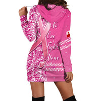 Tonga Breast Cancer Hoodie Dress Tongan Ngatu Pattern No One Fights Alone - Wonder Print Shop