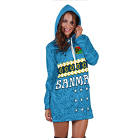 Custom Personalised Sanma Province Hoodie Dress Vanuatu Pig Tusk Polynesian Flag Style - Wonder Print Shop