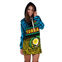 Torba Province Hoodie Dress Vanuatu Pig Tusk Polynesian Flag Style - Wonder Print Shop