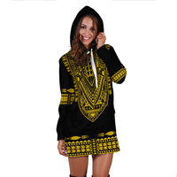 Custom Personalised Polynesian Hoodie Dress Dashiki With Polynesian Tattoo Royal Golden Version - Wonder Print Shop